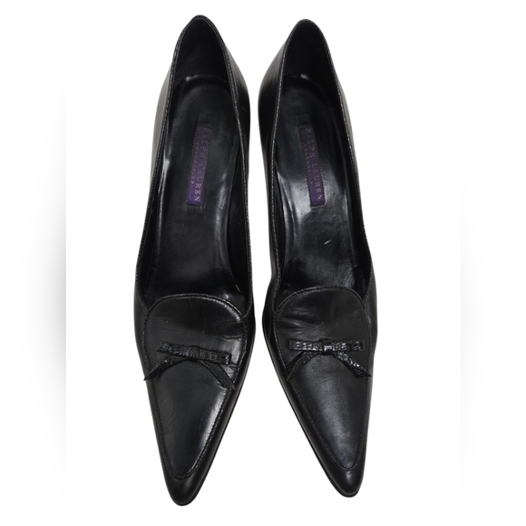 Ralph Lauren Collection Purple Label Black Heels Size 8 - Picture 3 of 8